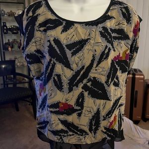 Gorgeous navy blue-cream prints blouse